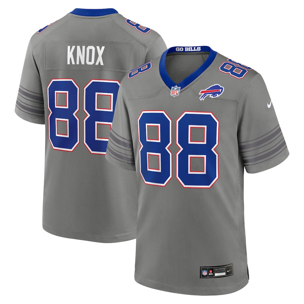 Buffalo Bills Merch - Men's Dawson Knox Gray Nickel City Game Jersey - American Football Gift Ideas 1 - Unicasport Buffalo Bills Merch - Men's Dawson Knox Gray Nickel City Game Jersey - American Football Gift Ideas