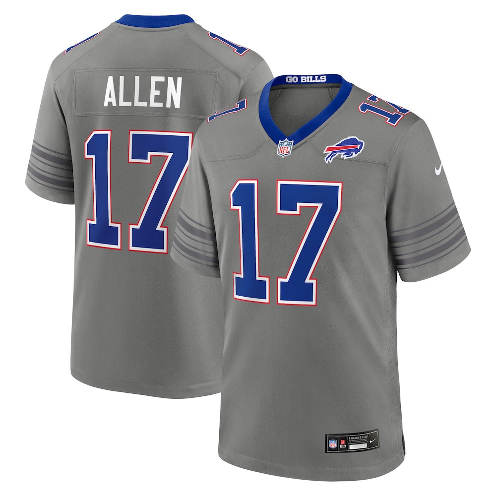Buffalo Bills Merch - Men's Josh Allen Gray Nickel City Game Jersey 1 - Unicasport Buffalo Bills Merch - Men's Josh Allen Gray Nickel City Game Jersey