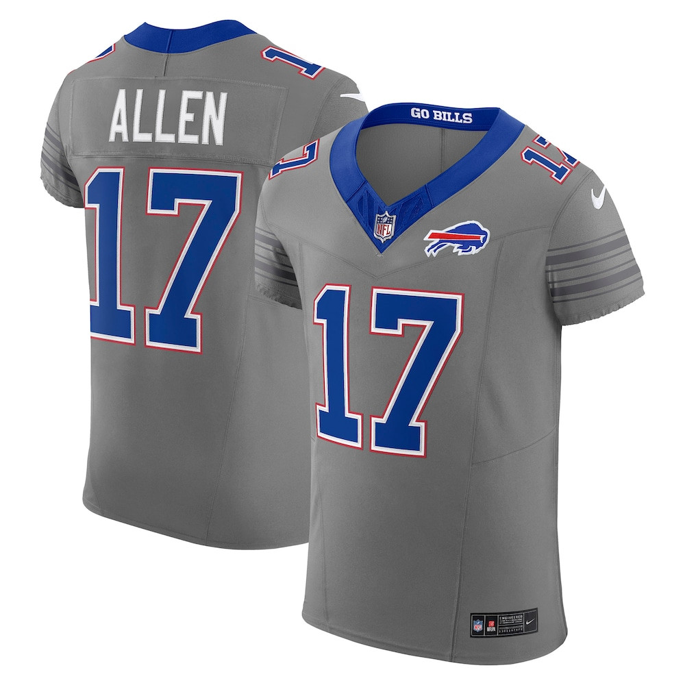 Buffalo Bills Merch - Men's Josh Allen Gray Nickel City Vapor F.U.S.E. Elite Jersey - Birthday Present For Football Fan 1 - Unicasport Buffalo Bills Merch - Men's Josh Allen Gray Nickel City Vapor F.U.S.E. Elite Jersey - Birthday Present For Football Fan