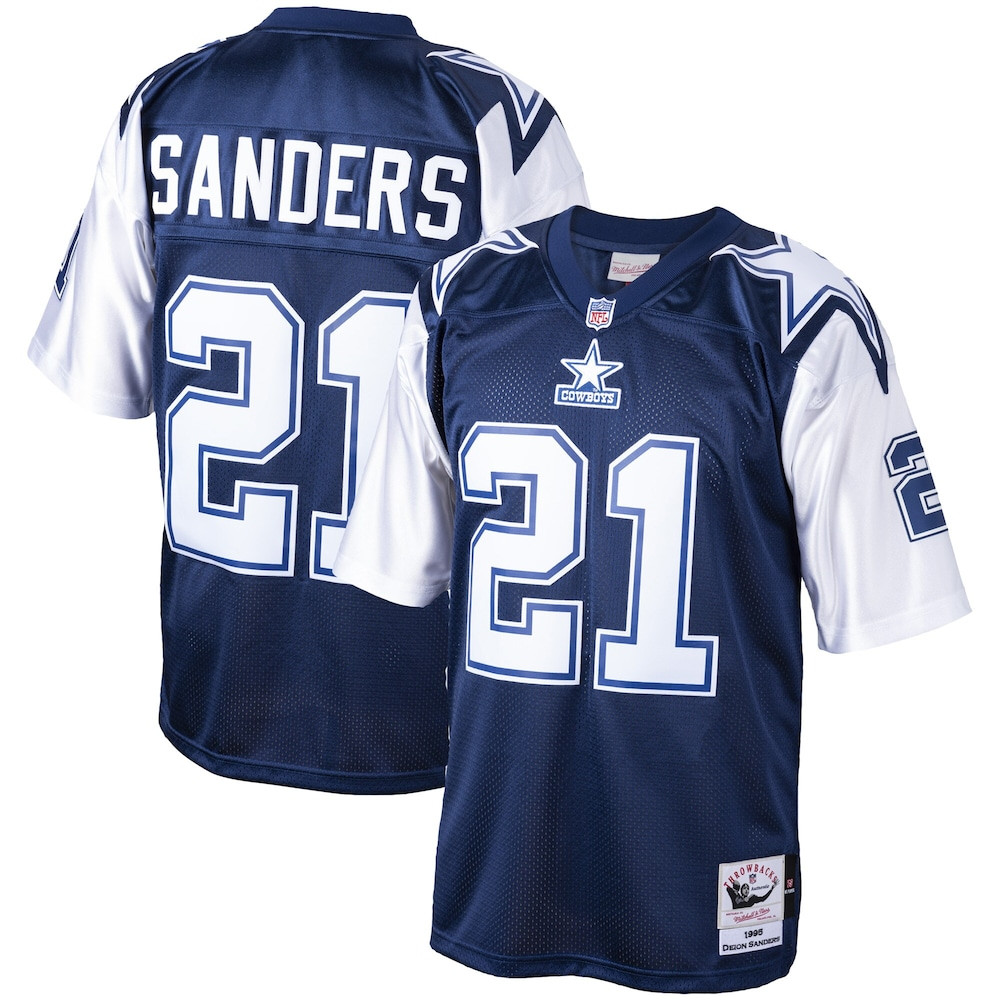 Dallas Cowboys Merch - Men's Deion Sanders 1995 Retired Player Replica Jersey, Big & Tall, Navy