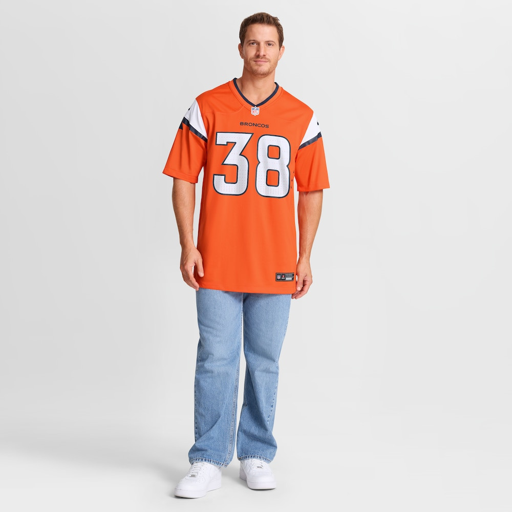 Denver Broncos Merch - Men's Jaleel McLaughlin Team Game Jersey, Orange 1 - Unicasport Denver Broncos Merch - Men's Jaleel McLaughlin Team Game Jersey, Orange