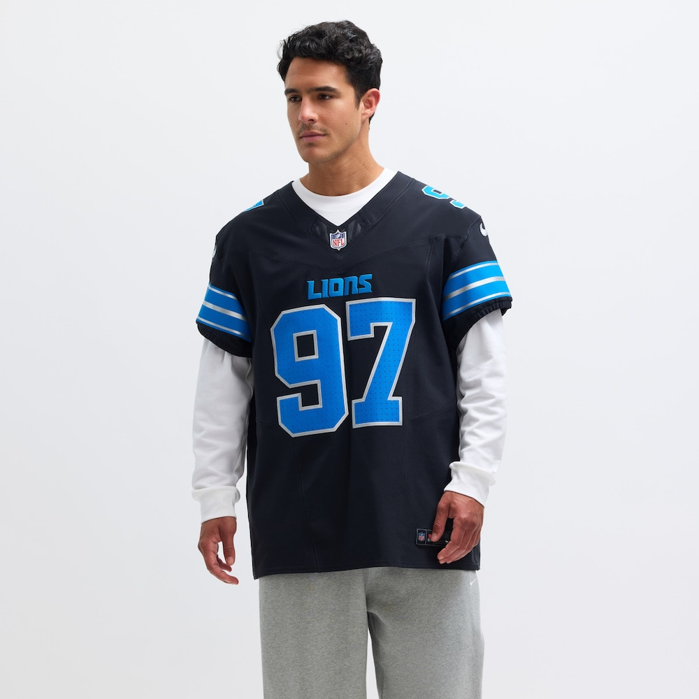 Detroit Lions Merch - Men's Aidan Hutchinson Alternate Vapor F.U.S.E. Elite Jersey, Black - Best Football Gifts