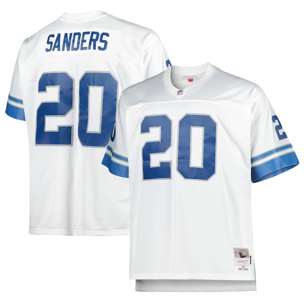 Detroit Lions Merch - Men's Barry Sanders 1996 Retired Player Replica Jersey, Big & Tall, White 1 - Unicasport Detroit Lions Merch - Men's Barry Sanders 1996 Retired Player Replica Jersey, Big & Tall, White