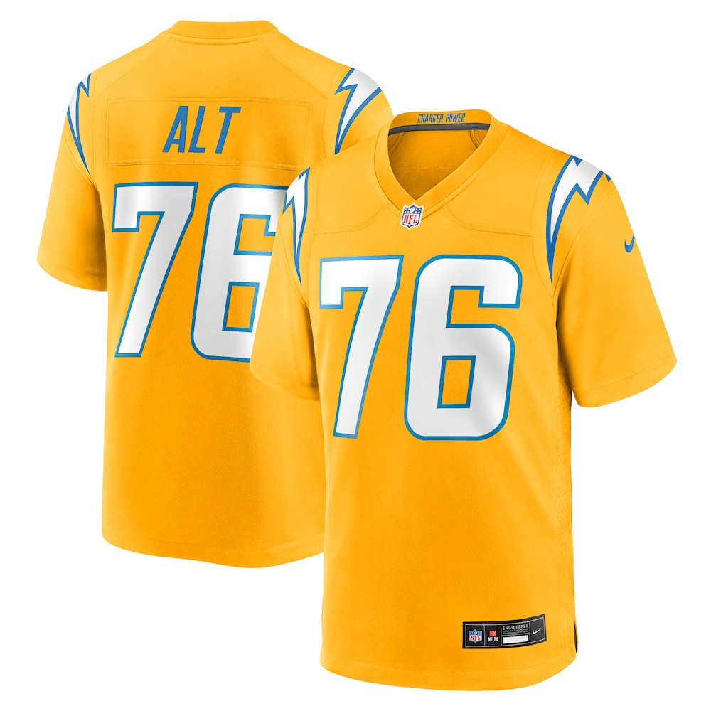 Los Angeles Chargers Merch - Men's Joe Alt Alternate Charger Power Jersey, Gold 1 - Unicasport Los Angeles Chargers Merch - Men's Joe Alt Alternate Charger Power Jersey, Gold