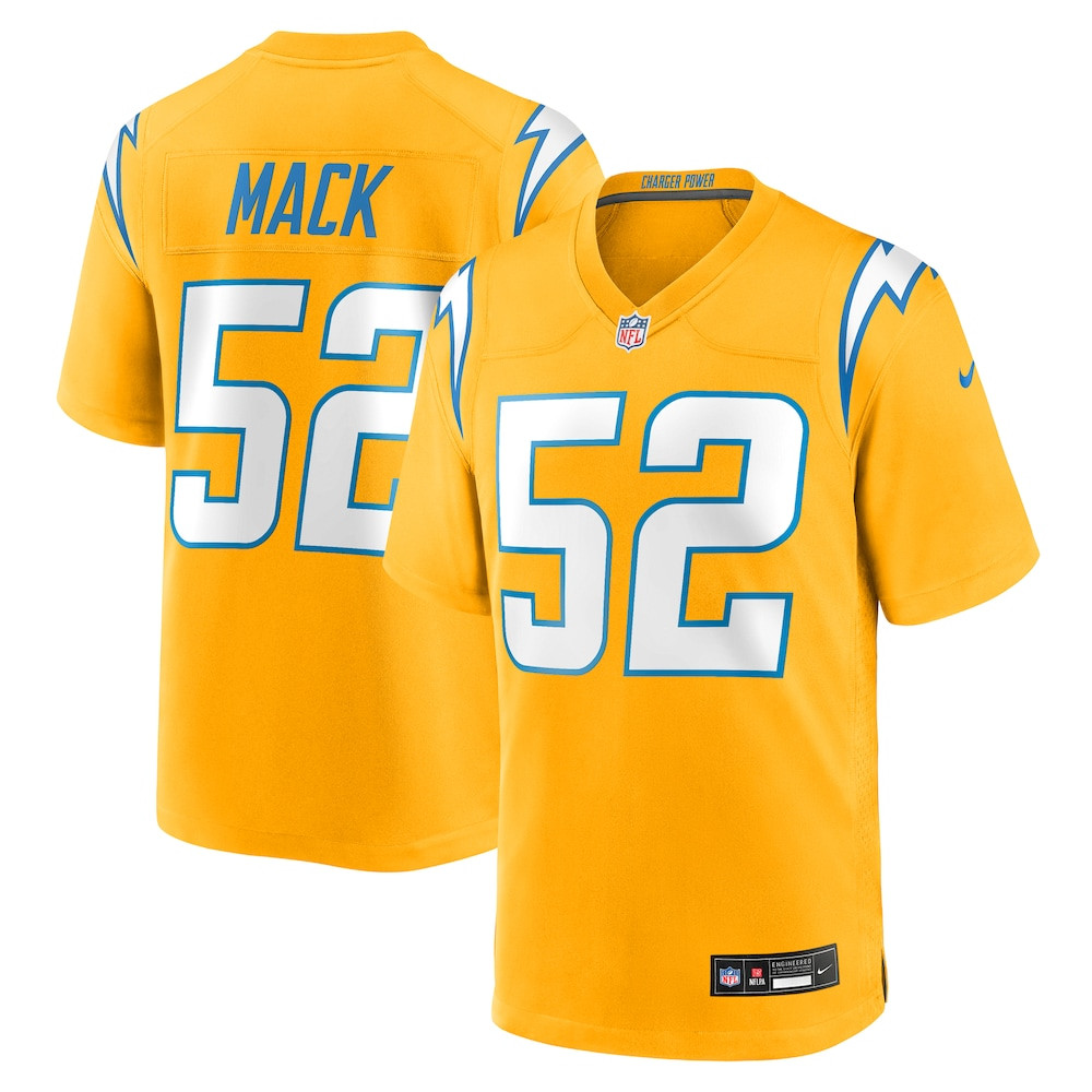 Los Angeles Chargers Merch - Men's Khalil Mack Alternate Charger Power Jersey, Gold 1 - Unicasport Los Angeles Chargers Merch - Men's Khalil Mack Alternate Charger Power Jersey, Gold