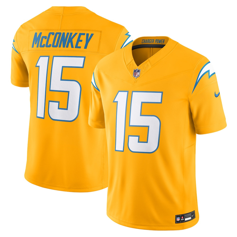 Los Angeles Chargers Merch - Men's Ladd McConkey Alternate Charger Power Vapor F.U.S.E. Limited Jersey, Gold - Birthday Present For Football Fan 1 - Unicasport Los Angeles Chargers Merch - Men's Ladd McConkey Alternate Charger Power Vapor F.U.S.E. Limited Jersey, Gold - Birthday Present For Football Fan