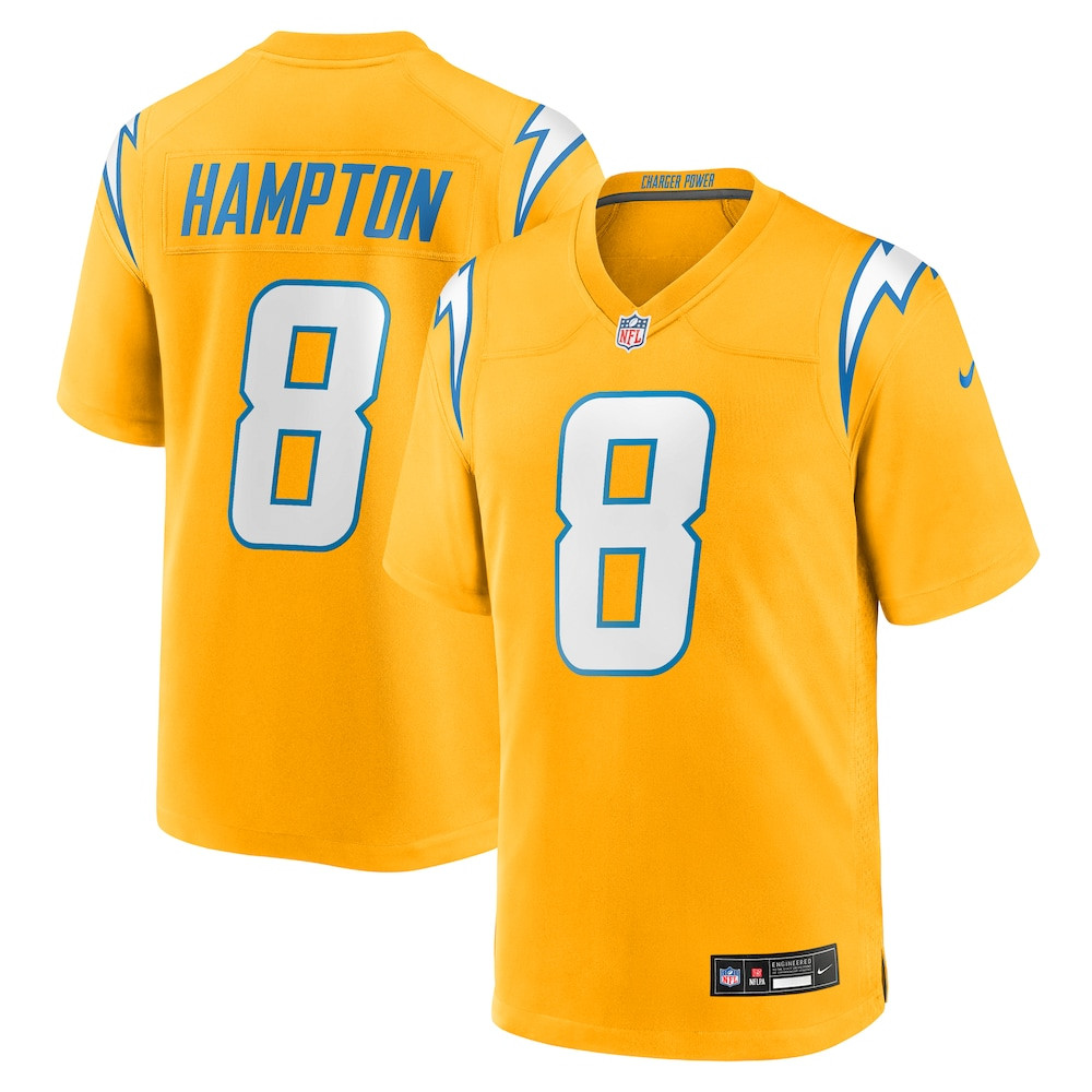 Los Angeles Chargers Merch - Men's Omarion Hampton Alternate Charger Power Jersey, Gold - Football Christmas Gift Ideas