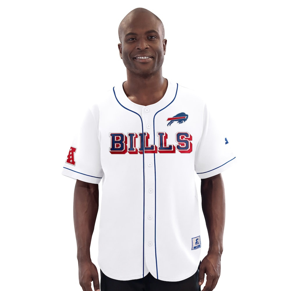 Buffalo Bills Merch - Men's Relay Full-Button Baseball Jersey, White - Starter - Football Fan Birthday Gift 1 - Unicasport Buffalo Bills Merch - Men's Relay Full-Button Baseball Jersey, White - Starter - Football Fan Birthday Gift