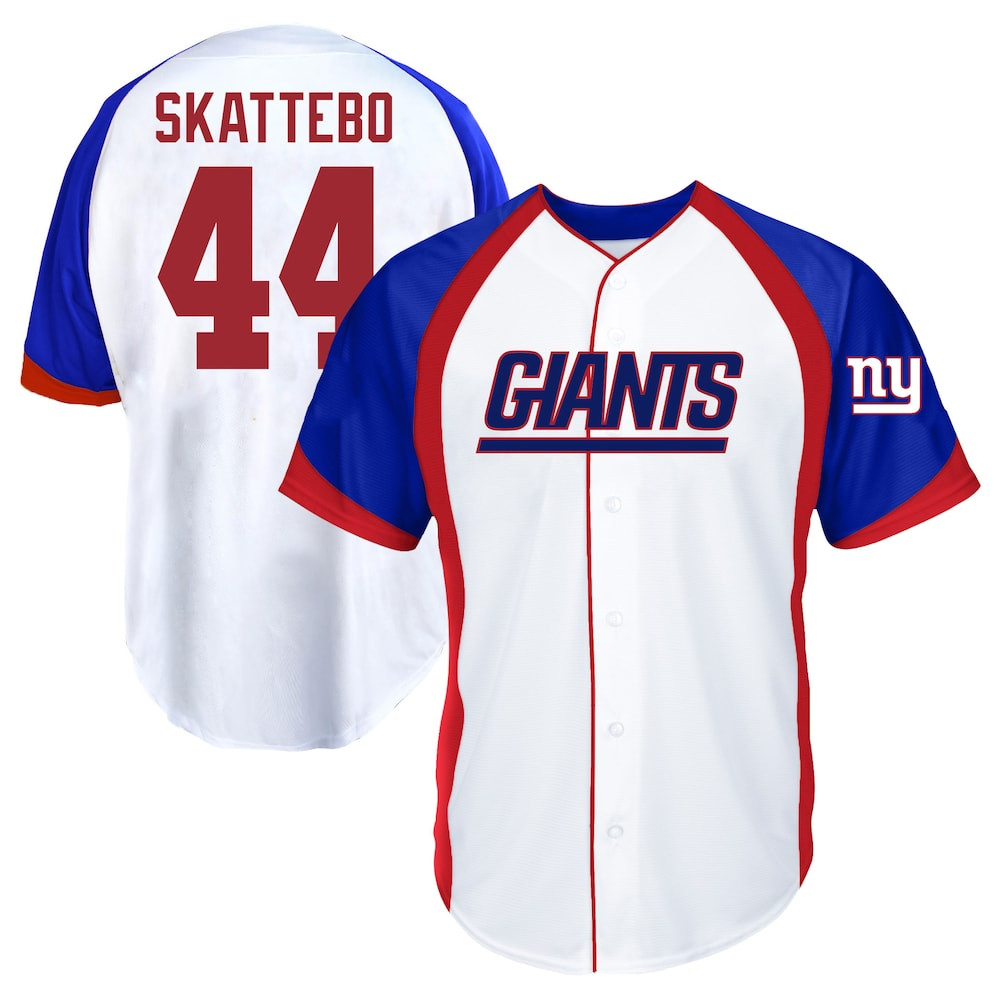 New York Giants Merch - Men's Cam Skattebo Fanatics Button-Up Baseball Jersey Top, Big & Tall, White - Football Christmas Gift Ideas 1 - Unicasport New York Giants Merch - Men's Cam Skattebo Fanatics Button-Up Baseball Jersey Top, Big & Tall, White - Football Christmas Gift Ideas