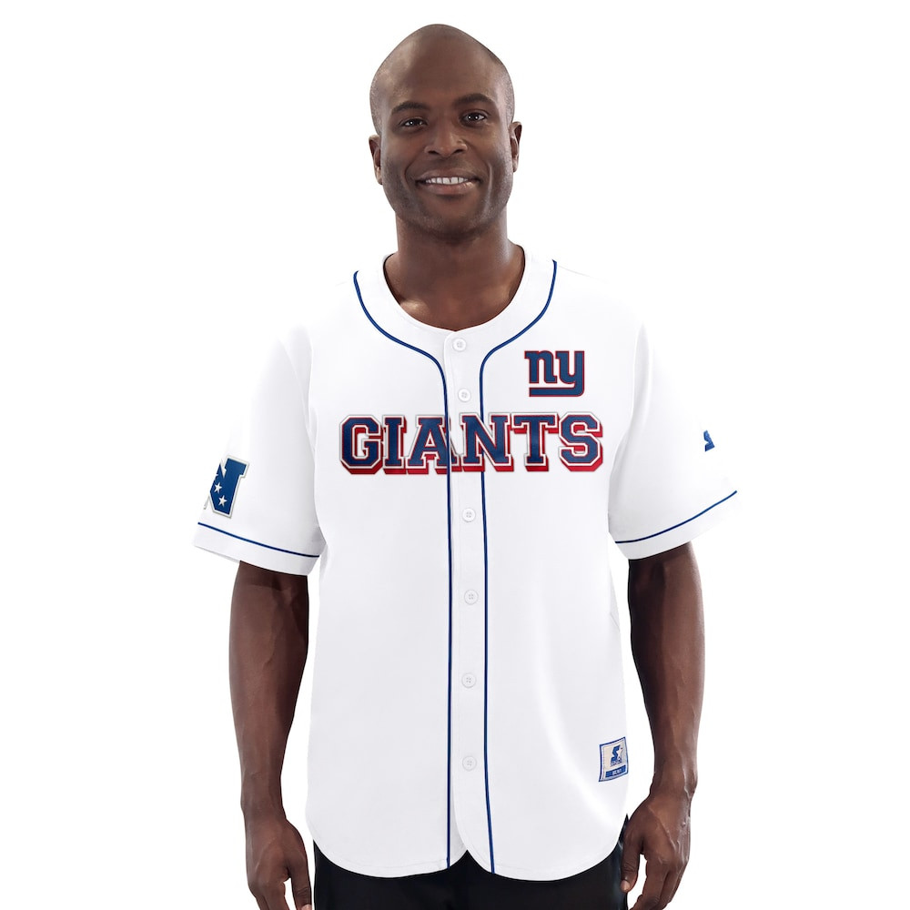 New York Giants Merch - Men's Relay Full-Button Baseball Jersey, White - Starter 1 - Unicasport New York Giants Merch - Men's Relay Full-Button Baseball Jersey, White - Starter