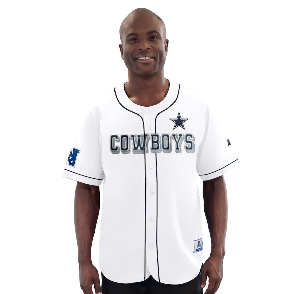 Dallas Cowboys Merch - Men's Relay Baseball Jersey, White - G-III Sports by Carl Banks - Cool Football Gifts 1 - Unicasport Dallas Cowboys Merch - Men's Relay Baseball Jersey, White - G-III Sports by Carl Banks - Cool Football Gifts