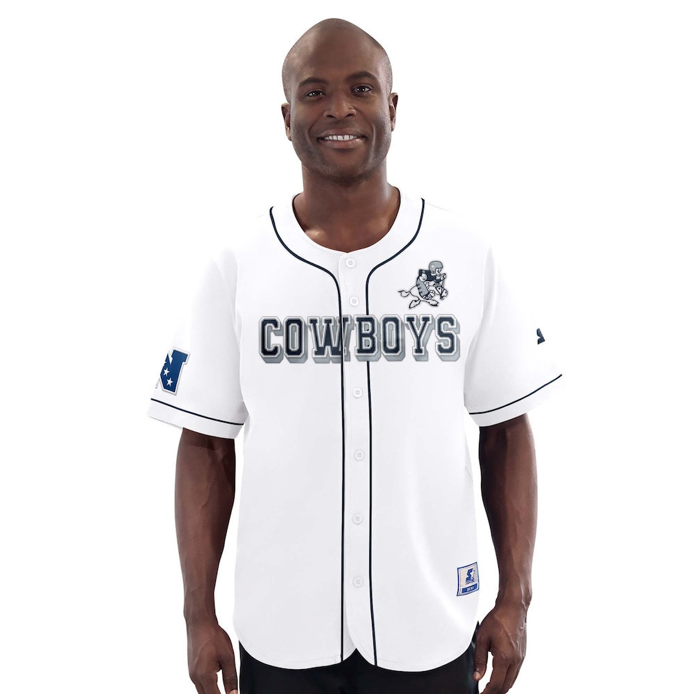 Dallas Cowboys Merch - Men's Throwback Relay Baseball Jersey, White - G-III Sports by Carl Banks - Great Football Gifts 1 - Unicasport Dallas Cowboys Merch - Men's Throwback Relay Baseball Jersey, White - G-III Sports by Carl Banks - Great Football Gifts