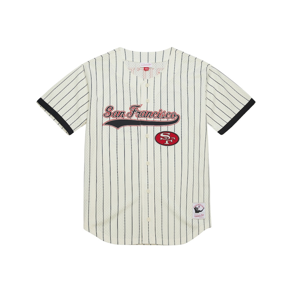 San Francisco 49ers Merch - Men's Jerry Rice Cream Name & Number Mesh Button-Up Baseball Jersey 1 - Unicasport San Francisco 49ers Merch - Men's Jerry Rice Cream Name & Number Mesh Button-Up Baseball Jersey