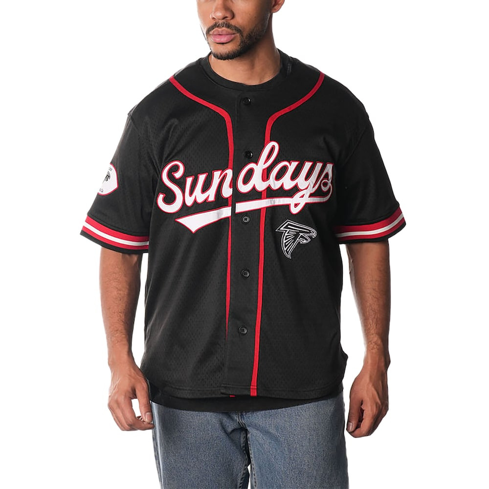 Atlanta Falcons Merch - Unisex The Wild Collective Sundays Baseball Jersey, Black - Football Gifts For Men 1 - Unicasport Atlanta Falcons Merch - Unisex The Wild Collective Sundays Baseball Jersey, Black - Football Gifts For Men