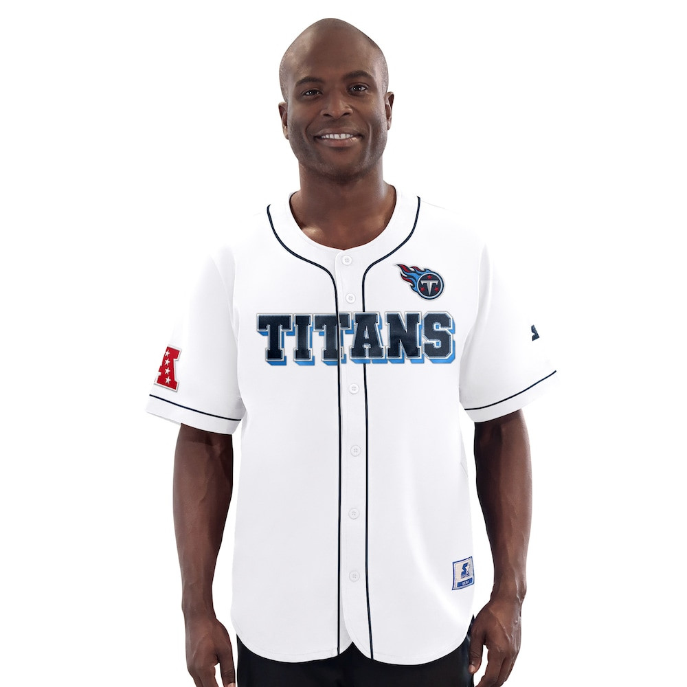 Tennessee Titans Merch - Men's Relay Full-Button Baseball Jersey, White - Starter - Good Gifts For Football Fans 1 - Unicasport Tennessee Titans Merch - Men's Relay Full-Button Baseball Jersey, White - Starter - Good Gifts For Football Fans