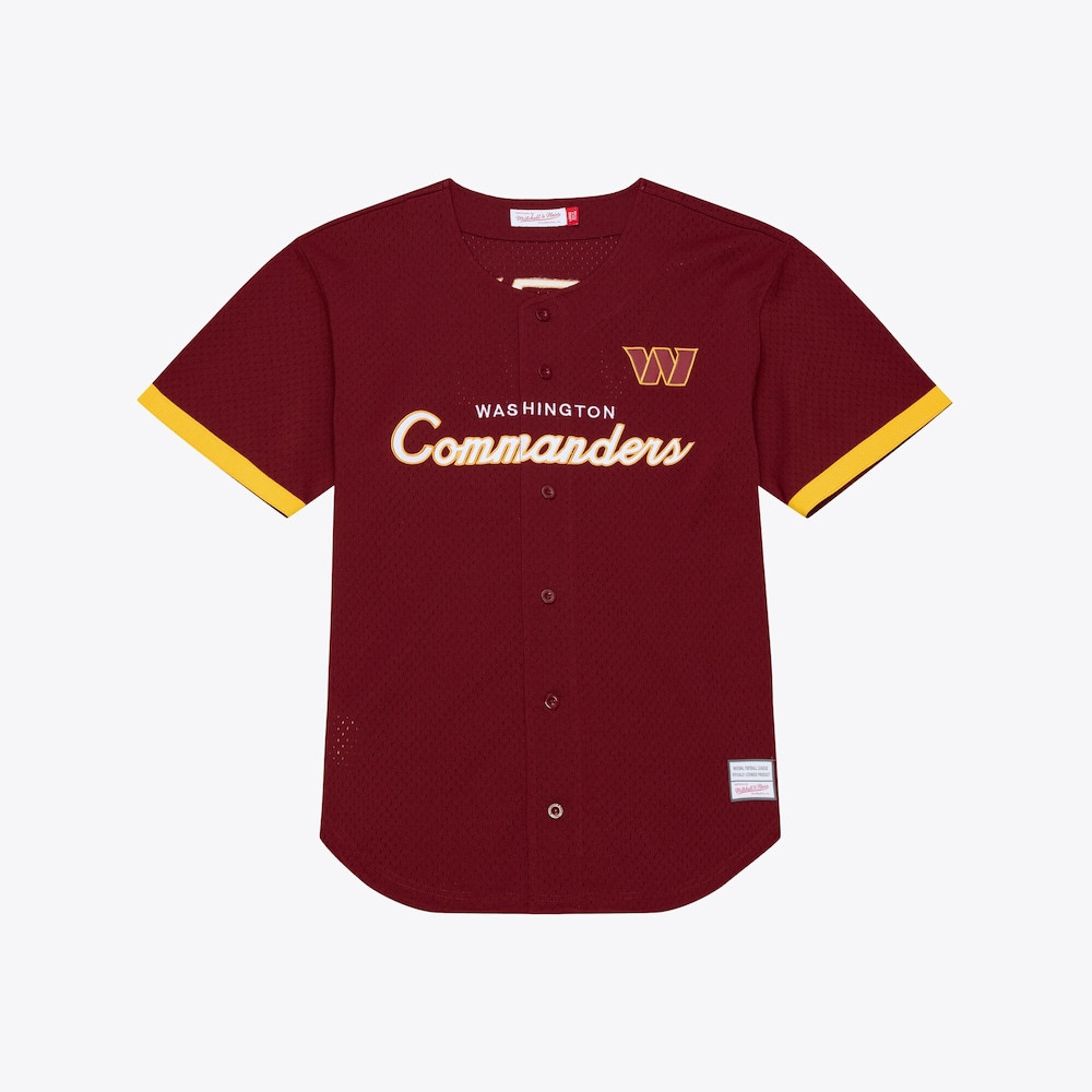 Washington Commanders Merch - Men's Head Coach Mesh Full-Button Fashion Jersey, Burgundy - Best Presents For Football Fans 1 - Unicasport Washington Commanders Merch - Men's Head Coach Mesh Full-Button Fashion Jersey, Burgundy - Best Presents For Football Fans