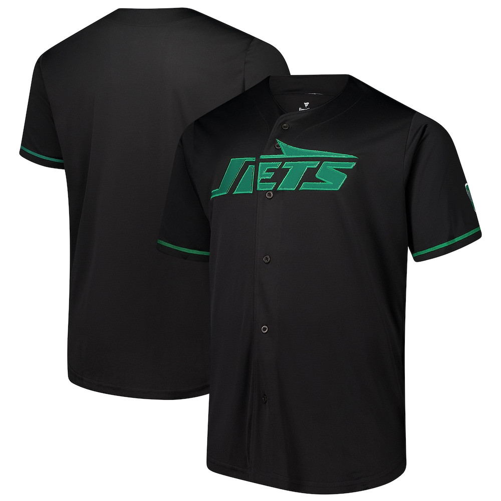New York Jets Merch - Men's Fanatics Pop Full-Button Jersey, Black - American Football Presents 1 - Unicasport New York Jets Merch - Men's Fanatics Pop Full-Button Jersey, Black - American Football Presents