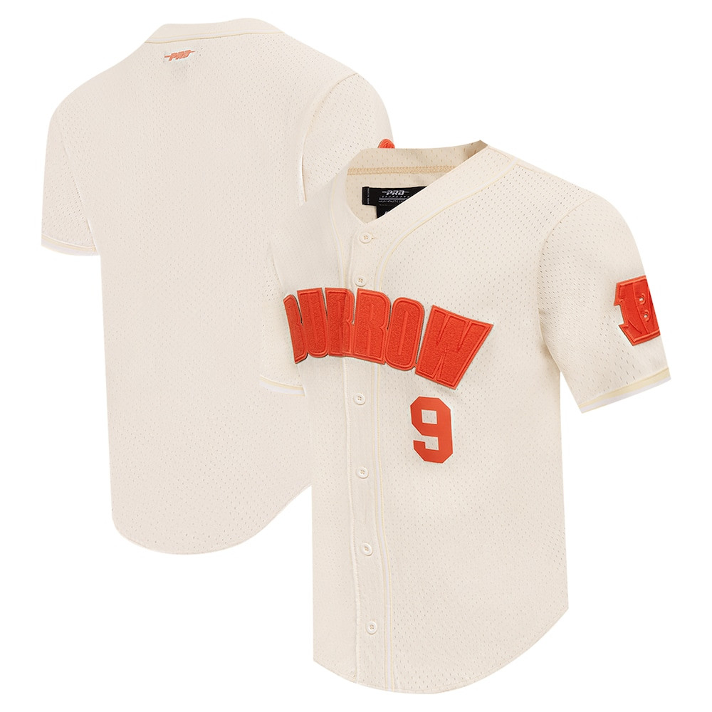 Cincinnati Bengals Merch - Men's Joe Burrow Pro Standard Cream Name & Number Triple Tonal Button-Up Baseball Jersey - Football Christmas Gift Ideas 1 - Unicasport Cincinnati Bengals Merch - Men's Joe Burrow Pro Standard Cream Name & Number Triple Tonal Button-Up Baseball Jersey - Football Christmas Gift Ideas