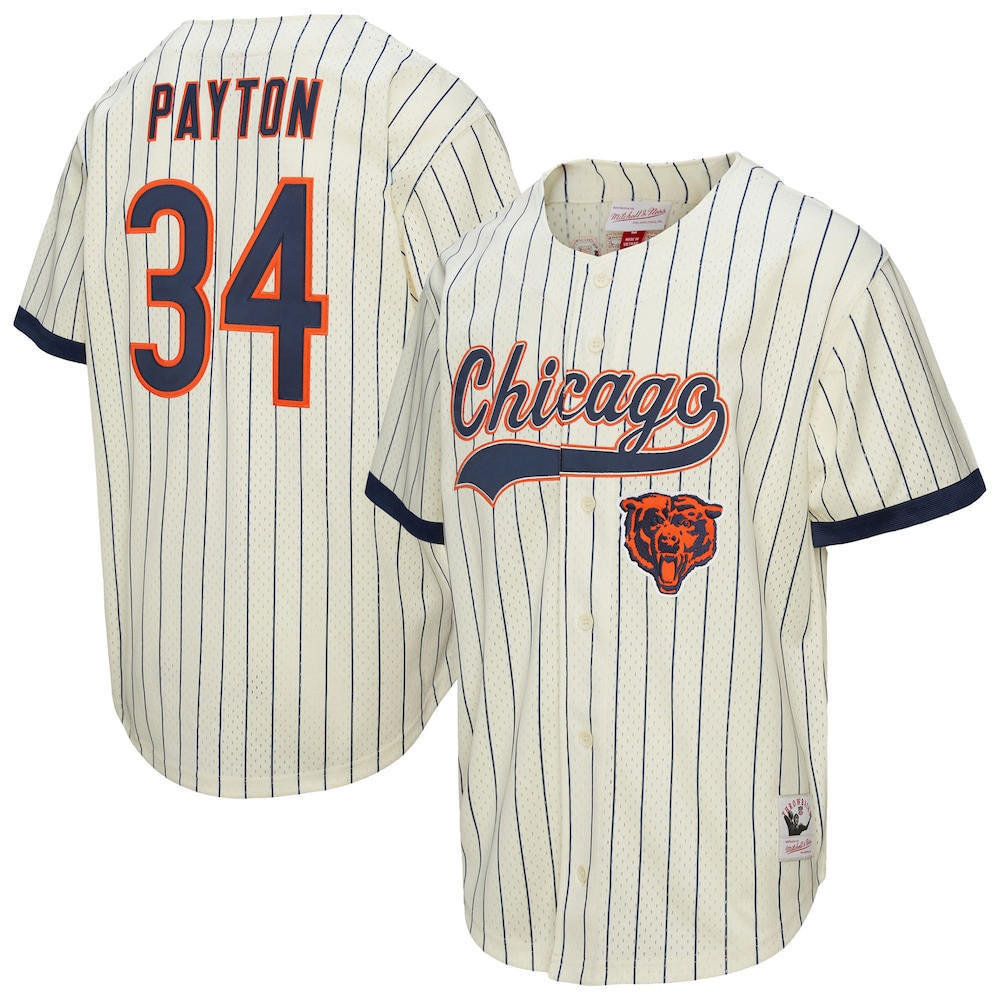 Chicago Bears Merch - Men's Walter Payton Cream Name & Number Mesh Button-Up Baseball Jersey 1 - Unicasport Chicago Bears Merch - Men's Walter Payton Cream Name & Number Mesh Button-Up Baseball Jersey