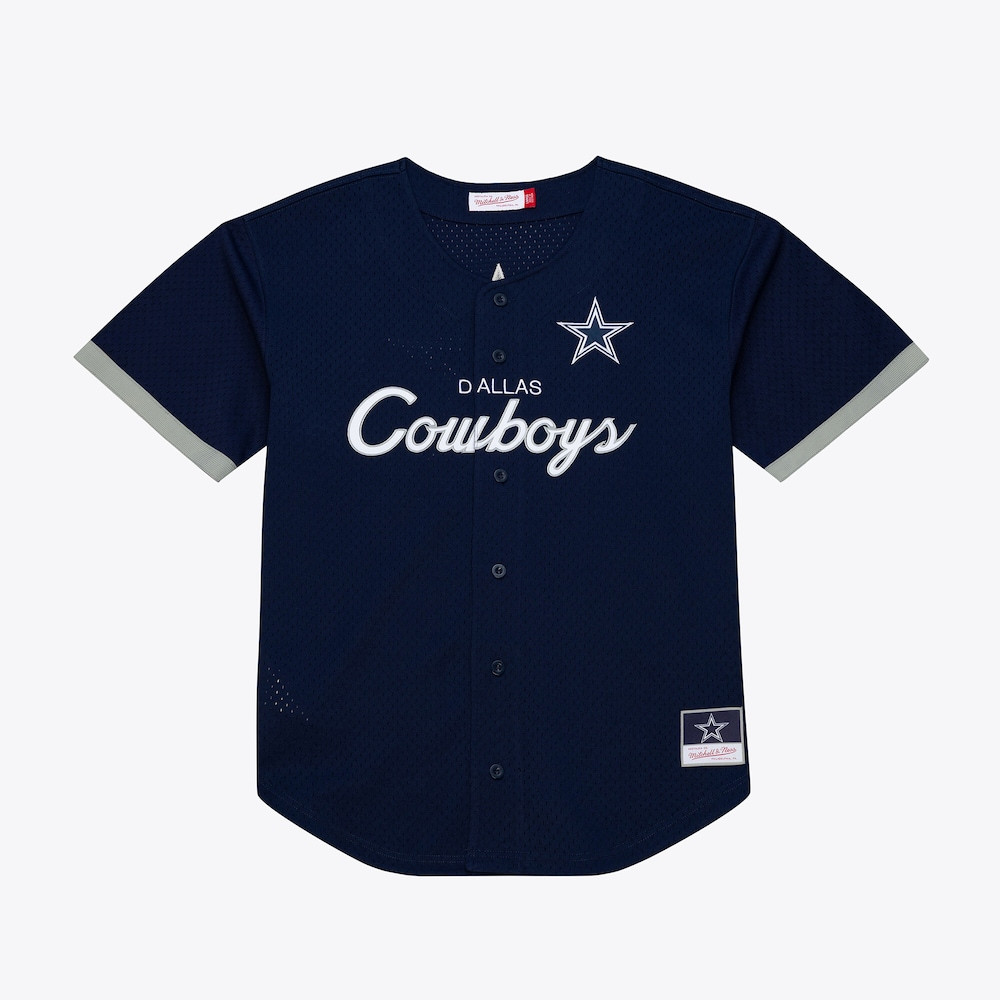 Dallas Cowboys Merch - Men's Head Coach Mesh Full-Button Fashion Jersey, Navy - Best Football Gifts For Adults
