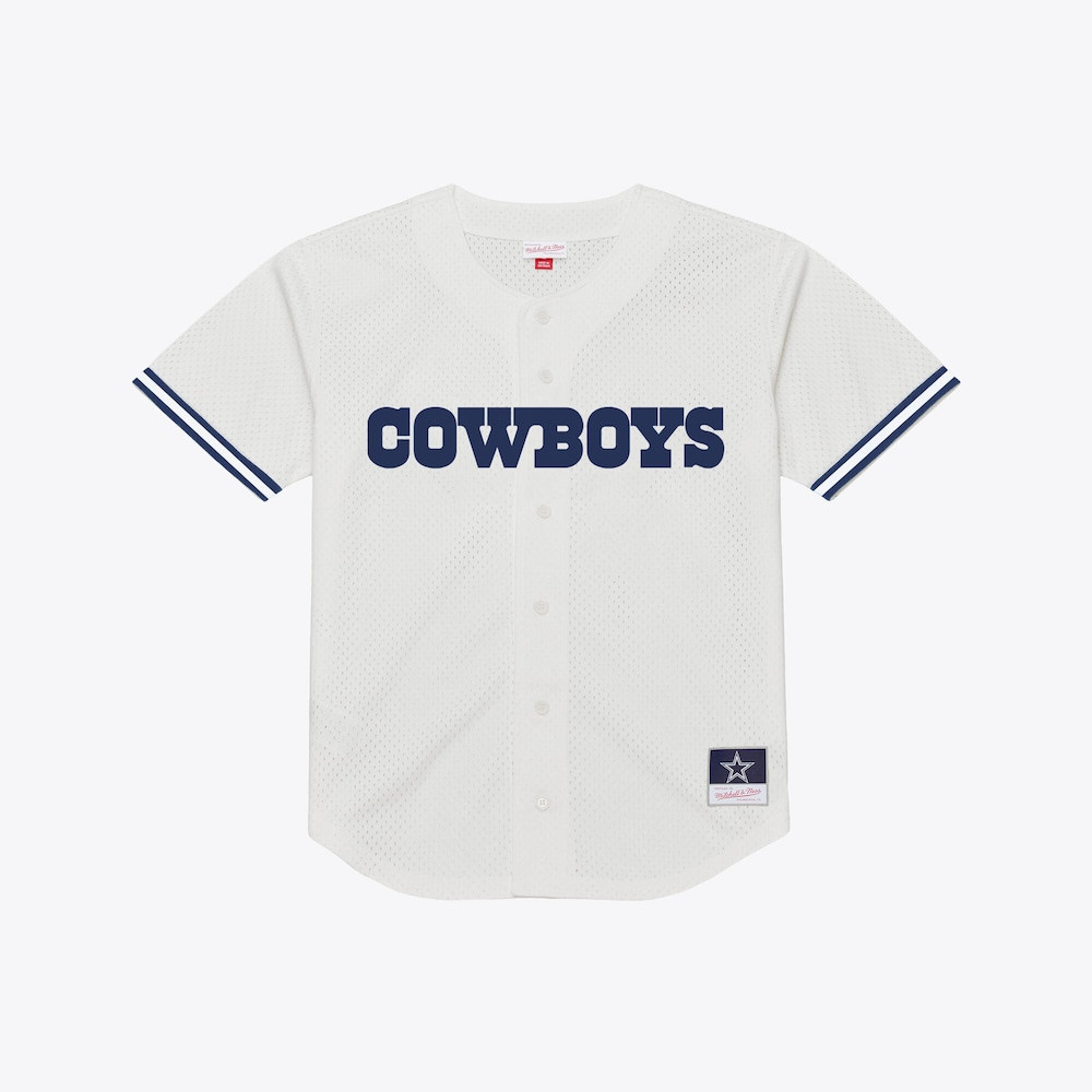 Dallas Cowboys Merch - Men's Monochrome Mesh Full-Button Fashion Jersey, White - Gift Ideas For Football Lovers 1 - Unicasport Dallas Cowboys Merch - Men's Monochrome Mesh Full-Button Fashion Jersey, White - Gift Ideas For Football Lovers