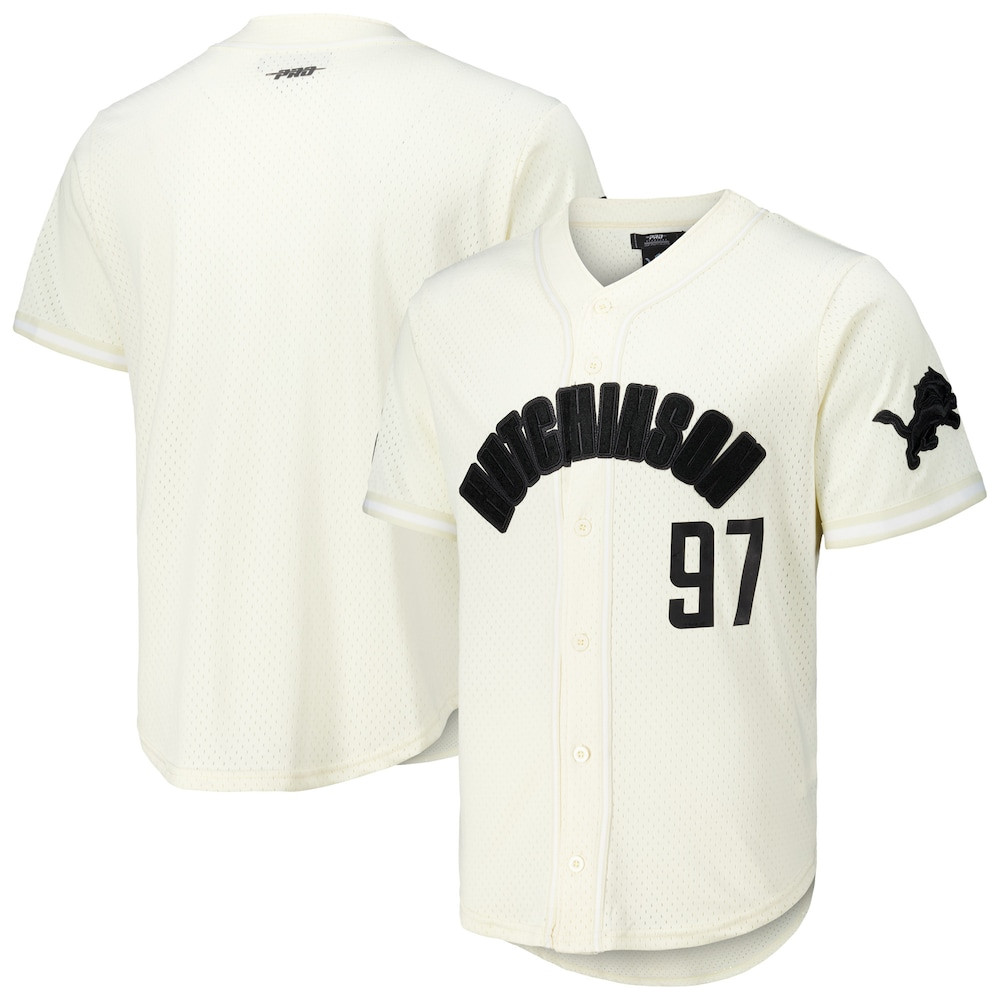 Detroit Lions Merch - Men's Aidan Hutchinson Pro Standard Cream Name & Number Triple Tonal Button-Up Baseball Jersey - Birthday Present For Football Fan 1 - Unicasport Detroit Lions Merch - Men's Aidan Hutchinson Pro Standard Cream Name & Number Triple Tonal Button-Up Baseball Jersey - Birthday Present For Football Fan