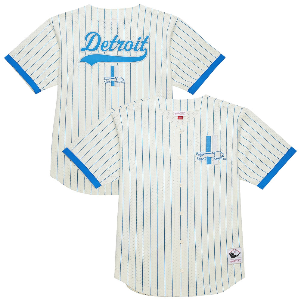 Detroit Lions Merch - Men's Cream Heavyweight Mesh Button-Up Fashion Jersey, Big & Tall 1 - Unicasport Detroit Lions Merch - Men's Cream Heavyweight Mesh Button-Up Fashion Jersey, Big & Tall
