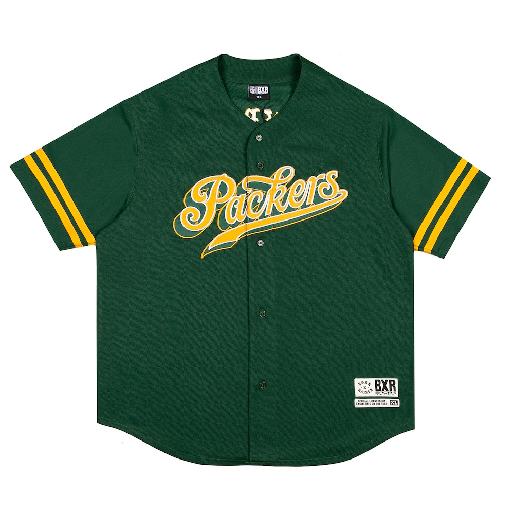 Green Bay Packers Merch - Unisex Born x Raised Baseball Fashion Jersey, Green - Football Present Ideas 1 - Unicasport Green Bay Packers Merch - Unisex Born x Raised Baseball Fashion Jersey, Green - Football Present Ideas