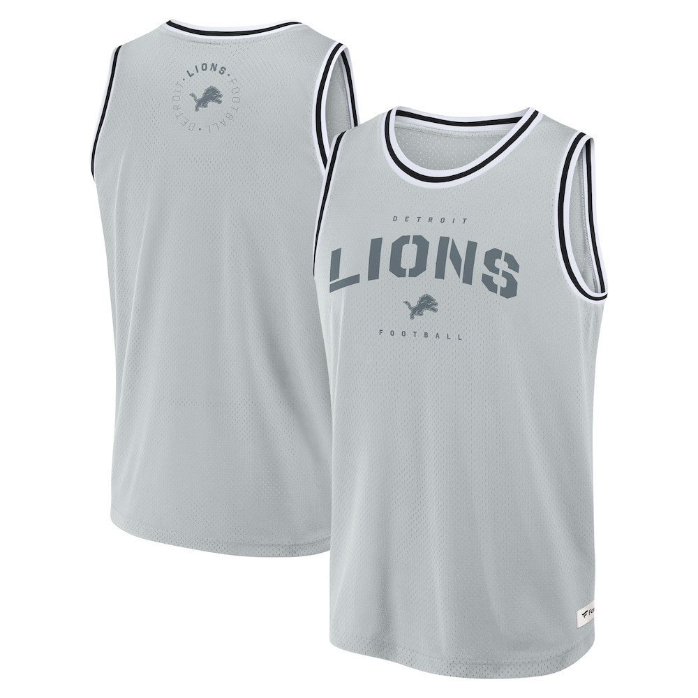 Detroit Lions Merch - Men's Fanatics Elements Future Ground Jersey Tank Top, Silver 1 - Unicasport Detroit Lions Merch - Men's Fanatics Elements Future Ground Jersey Tank Top, Silver
