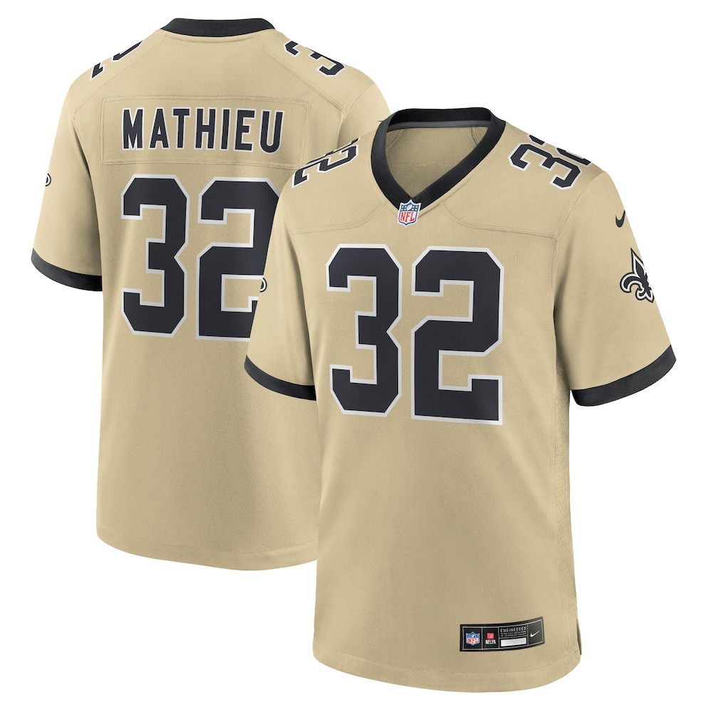 New Orleans Saints Merch - Men's Tyrann Mathieu Gameday Golds Alternate Jersey, Gold - Birthday Gift For Football Lover