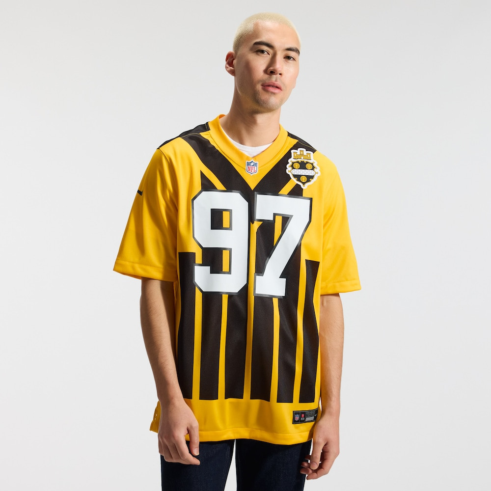 Pittsburgh Steelers Merch - Men's Cameron Heyward Alternate 1933 Throwback Game Jersey, Gold - Football Gift Idea 1 - Unicasport Pittsburgh Steelers Merch - Men's Cameron Heyward Alternate 1933 Throwback Game Jersey, Gold - Football Gift Idea