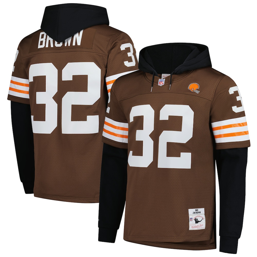 Cleveland Browns Merch - Men's Jim Player Name & Number Hoodie Legacy Jersey, Brown - Best Football Gifts 1 - Unicasport Cleveland Browns Merch - Men's Jim Player Name & Number Hoodie Legacy Jersey, Brown - Best Football Gifts