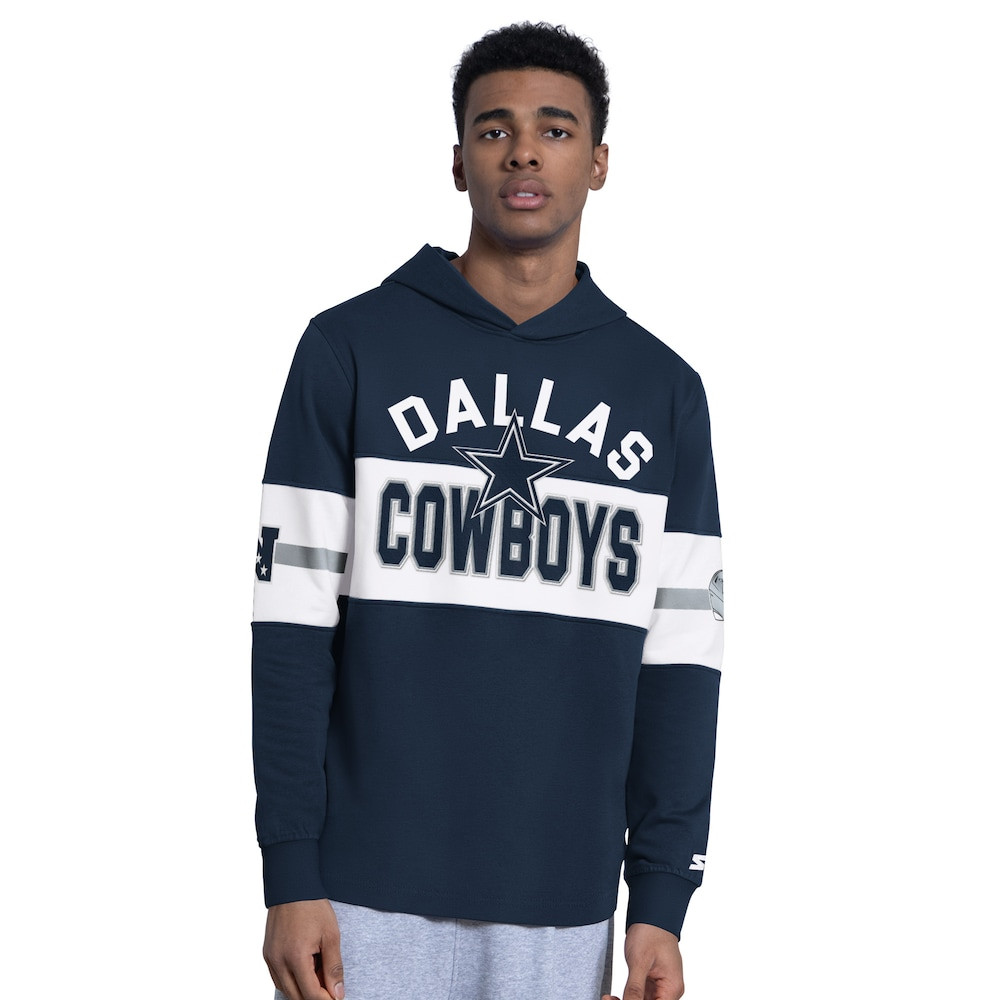 Dallas Cowboys Merch - Men's Fullback Jersey Hoodie, Navy - Starter - American Football Presents 1 - Unicasport Dallas Cowboys Merch - Men's Fullback Jersey Hoodie, Navy - Starter - American Football Presents