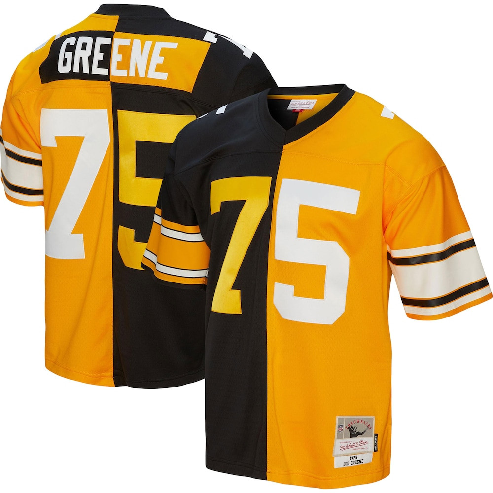Pittsburgh Steelers Merch - Men's Joe Greene 1976 Split Legacy Replica Jersey, Black Gold 1 - Unicasport Pittsburgh Steelers Merch - Men's Joe Greene 1976 Split Legacy Replica Jersey, Black Gold