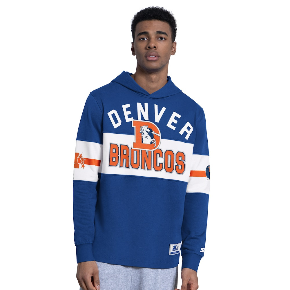 Denver Broncos Merch - Men's Fullback Jersey Hoodie, Blue - Starter 1 - Unicasport Denver Broncos Merch - Men's Fullback Jersey Hoodie, Blue - Starter