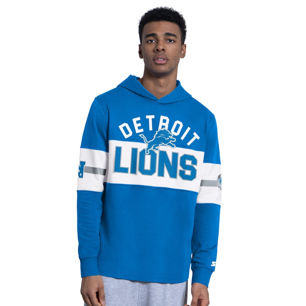 Detroit Lions Merch - Men's Royal Fullback Jersey Hoodie - Starter - Football Gifts For Him 1 - Unicasport Detroit Lions Merch - Men's Royal Fullback Jersey Hoodie - Starter - Football Gifts For Him