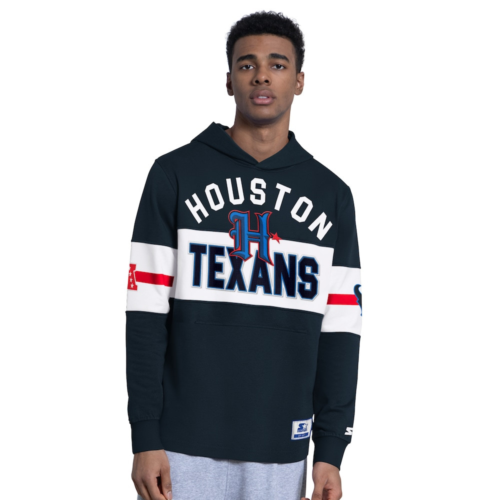 Houston Texans Merch - Men's Fullback Jersey Hoodie, Navy - Starter 1 - Unicasport Houston Texans Merch - Men's Fullback Jersey Hoodie, Navy - Starter