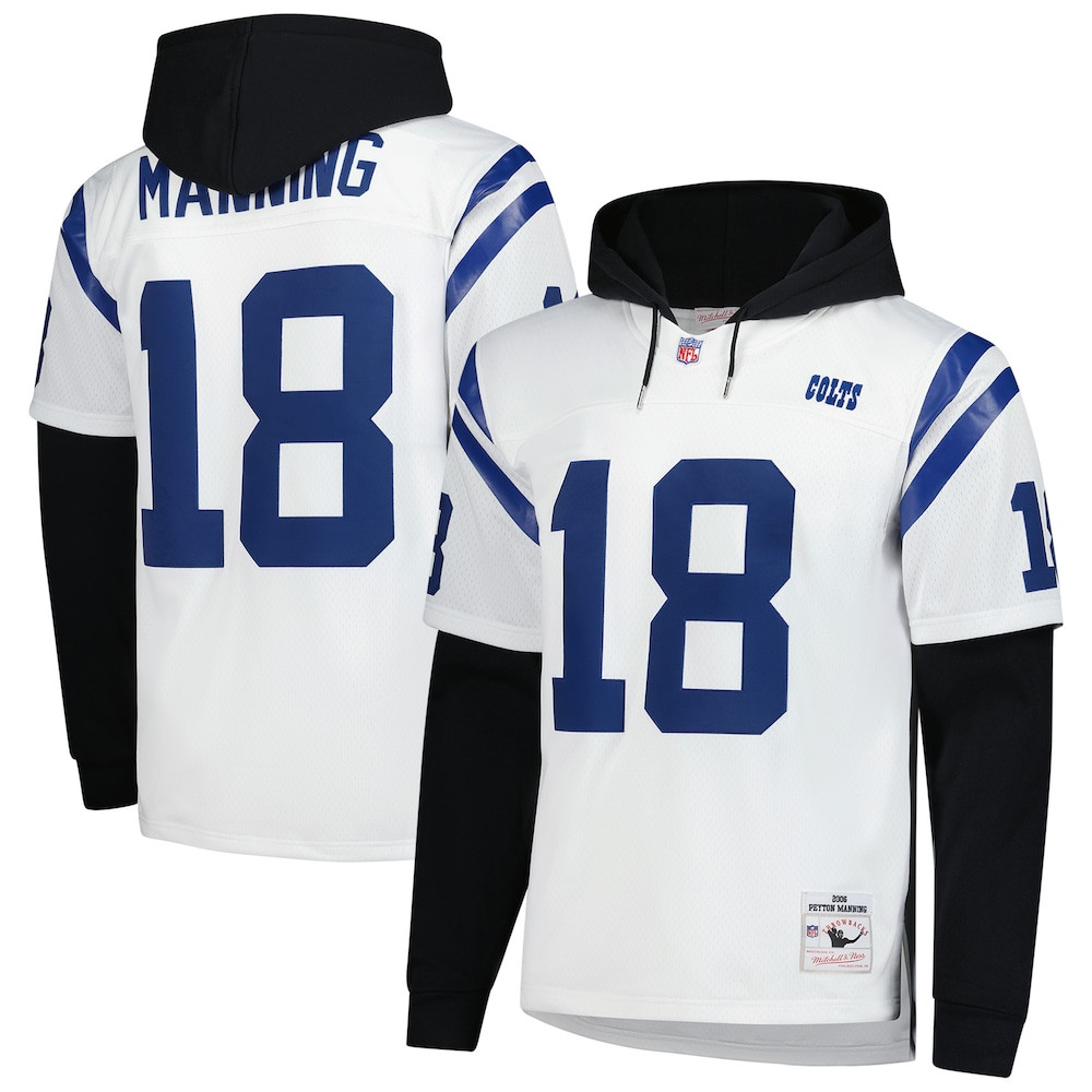 Indianapolis Colts Merch - Men's Peyton Manning Player Name & Number Hoodie Legacy Jersey, White - Great Football Gifts 1 - Unicasport Indianapolis Colts Merch - Men's Peyton Manning Player Name & Number Hoodie Legacy Jersey, White - Great Football Gifts