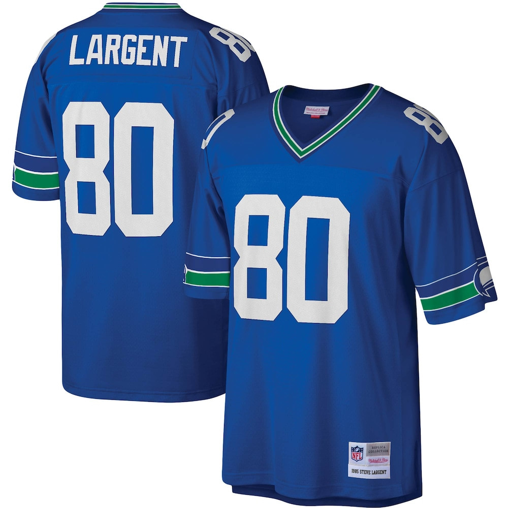 Seattle Seahawks Merch - Men's Steve Largent Royal Legacy Replica Jersey 1 - Unicasport Seattle Seahawks Merch - Men's Steve Largent Royal Legacy Replica Jersey