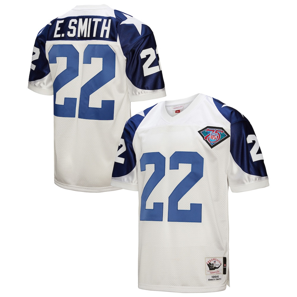 Dallas Cowboys Merch - Men's 1994 Emmitt Smith Authentic Throwback Retired Player Jersey, White - Best Football Gifts For Christmas 1 - Unicasport Dallas Cowboys Merch - Men's 1994 Emmitt Smith Authentic Throwback Retired Player Jersey, White - Best Football Gifts For Christmas