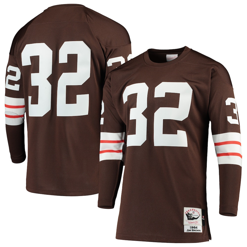 Cleveland Browns Merch - Men's 1964 Jim Authentic Throwback Retired Player Jersey, Brown - American Football Presents 1 - Unicasport Cleveland Browns Merch - Men's 1964 Jim Authentic Throwback Retired Player Jersey, Brown - American Football Presents