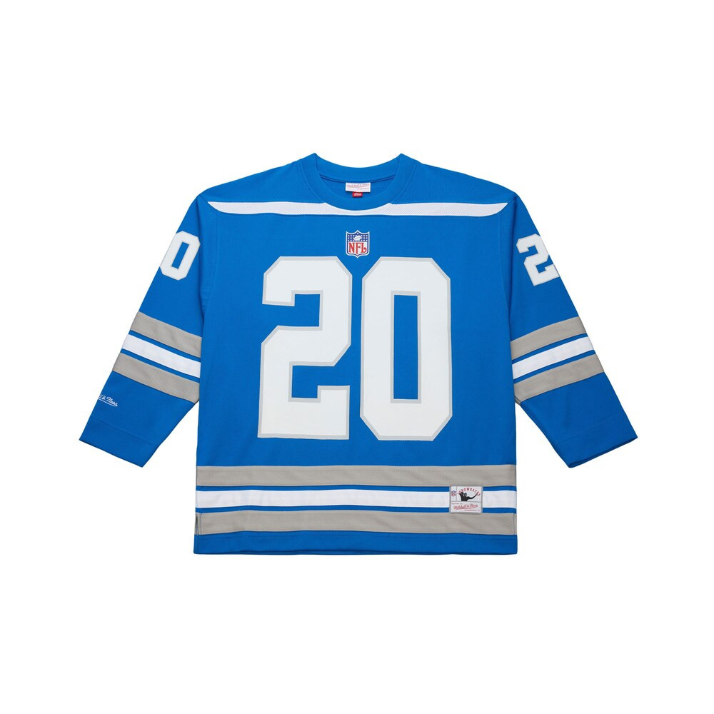 Detroit Lions Merch - Men's Barry Sanders Maxxed Out Fashion Hockey Jersey, Blue - Football Christmas Gift Ideas