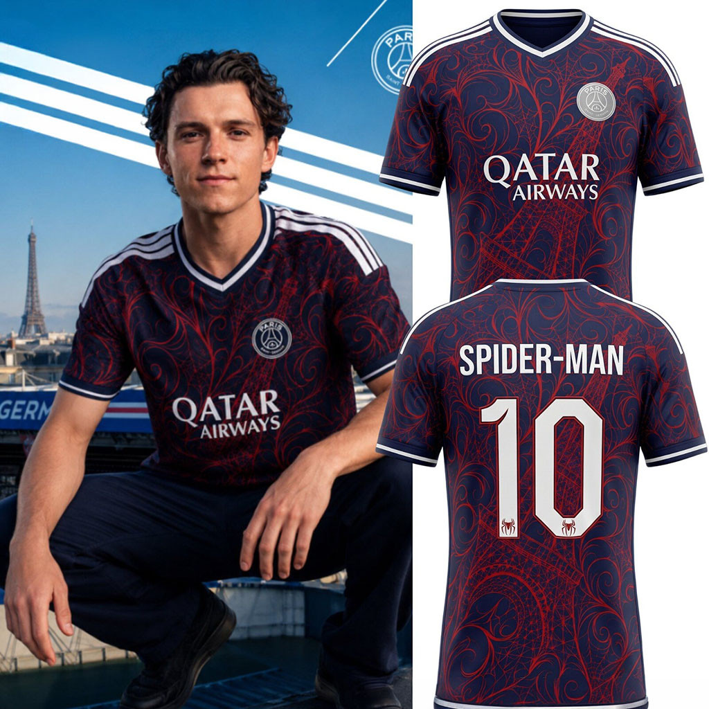 Paris Saint Germain X Spider Man Jersey Visual Connection Between Parisian X Spider Man Merch 1 - Unicasport Paris Saint Germain X Spider Man Jersey Visual Connection Between Parisian X Spider Man Merch