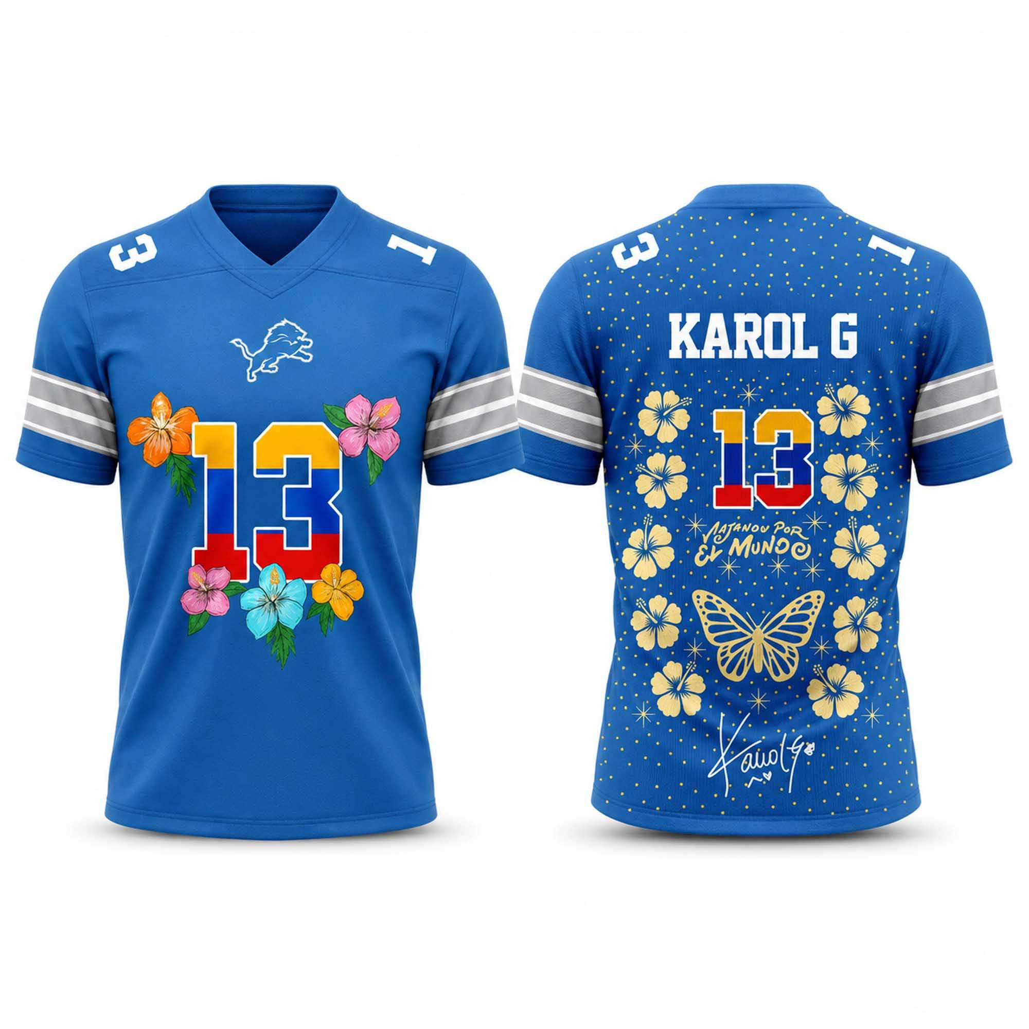 Lions Karol G Viajando Por El Mundo Tropitour 2027 Jersey Detroit Lions Merch Gifts For Him 1 - Unicasport Lions Karol G Viajando Por El Mundo Tropitour 2027 Jersey Detroit Lions Merch Gifts For Him