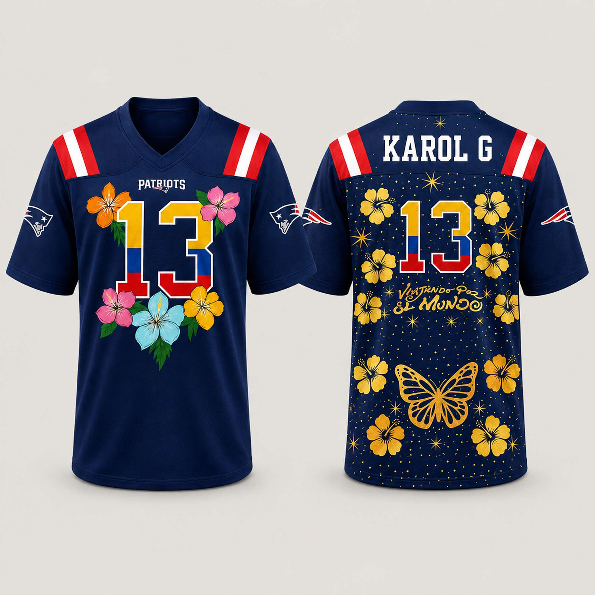 Patriots Karol G Viajando Por El Mundo Tropitour 2027 Jersey New England Patriots Merch 1 - Unicasport Patriots Karol G Viajando Por El Mundo Tropitour 2027 Jersey New England Patriots Merch