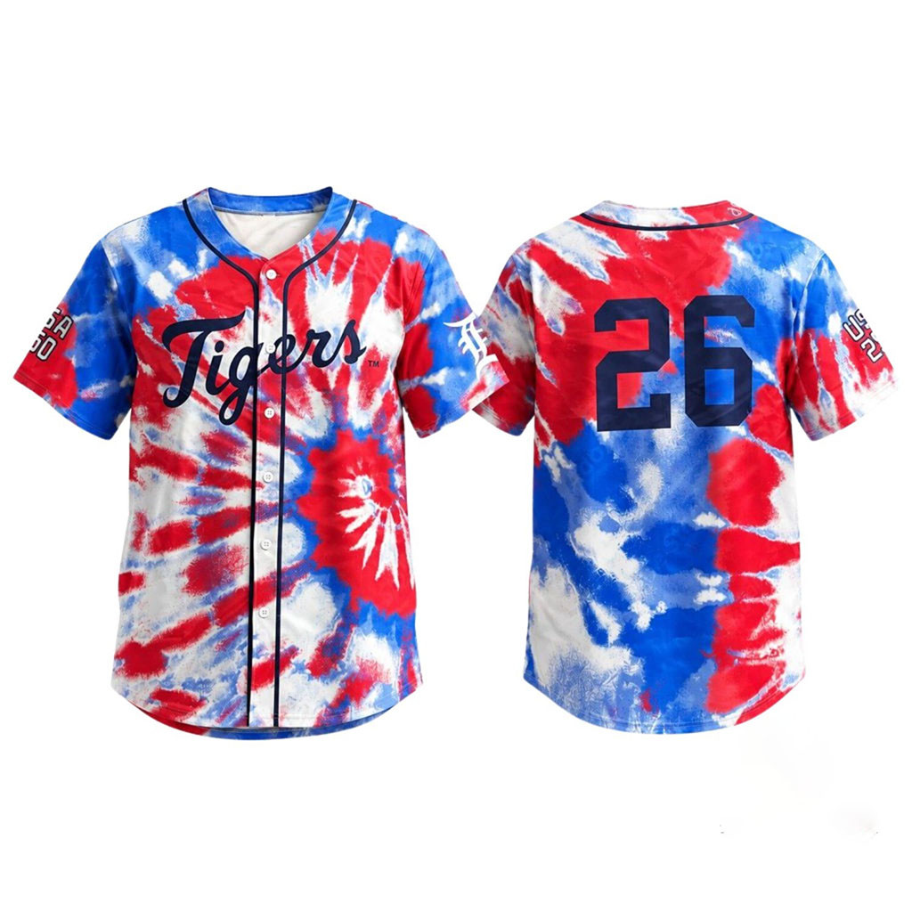 Detroit Tigers USA 250 Tie Dye Jersey Detroit Tigers Merch Football Enthusiast Gifts 1 - Unicasport Detroit Tigers USA 250 Tie Dye Jersey Detroit Tigers Merch Football Enthusiast Gifts