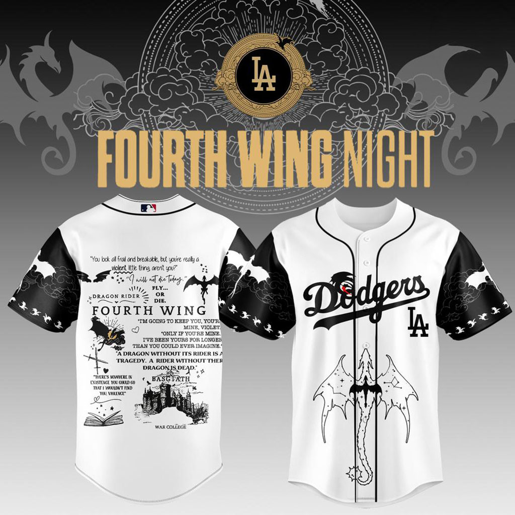 Los Angeles Dodgers X Fourth Wing Night Jersey Dragon And Quotes Jersey LA Dodgers Merch 1 - Unicasport Los Angeles Dodgers X Fourth Wing Night Jersey Dragon And Quotes Jersey LA Dodgers Merch