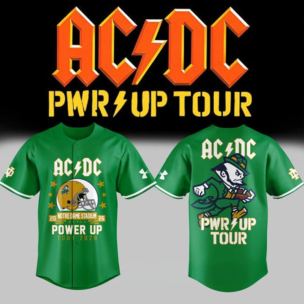 AC DC Merch 2026 AC DC Power Up Tour Notre Dame Baseball Jersey Gifts For Music Lovers 1 - Unicasport AC DC Merch 2026 AC DC Power Up Tour Notre Dame Baseball Jersey Gifts For Music Lovers