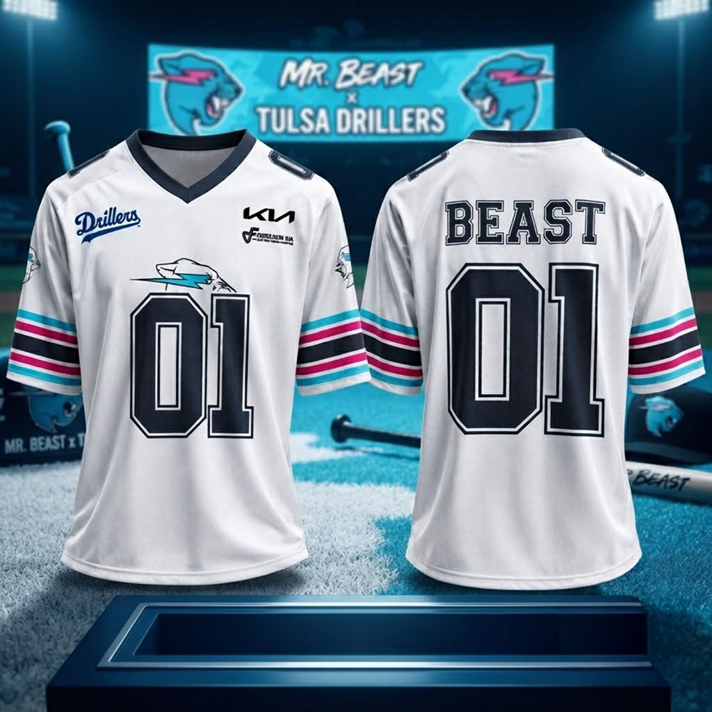 2026 Tulsa Drillers X Mr Beast Jersey No 1 Jersey Tulsa Drillers Merch Gift For Brothers 1 - Unicasport 2026 Tulsa Drillers X Mr Beast Jersey No 1 Jersey Tulsa Drillers Merch Gift For Brothers