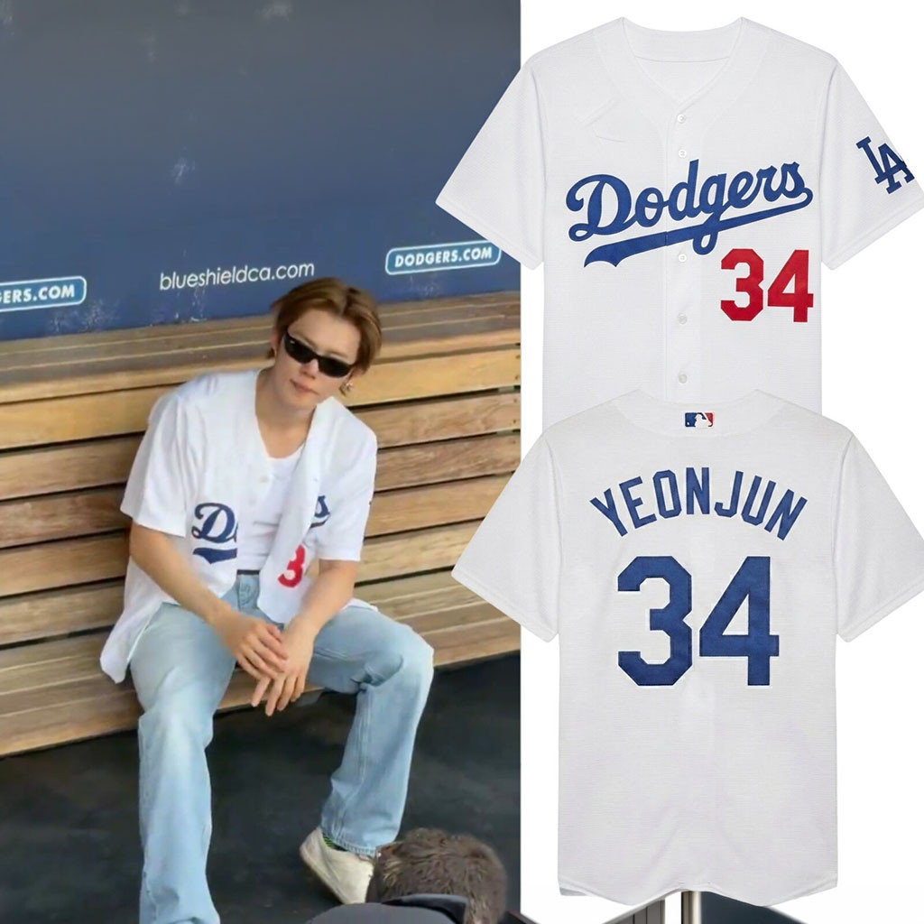 Yeonjun TXT Los Angeles Dodgers Yeonjun 34 Baseball Jersey At Dodger Stadium Shirt Fan Gear 1 - Unicasport Yeonjun TXT Los Angeles Dodgers Yeonjun 34 Baseball Jersey At Dodger Stadium Shirt Fan Gear